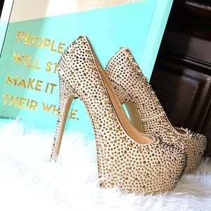 STEVE MADDEN gold glitter heels